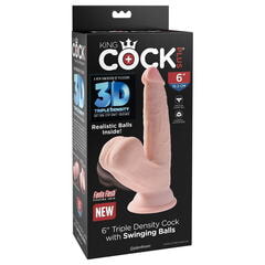 Фаллоимитатор на присоске King Cock Plus 6 Triple Density с подвижной мошонкой
